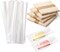 600 Pieces Popsicle Bags and Sticks Set, 300 PCS Disposable Plastic Popsicle Wrappers Clear Ice Cream Bags, 300 PCS Wooden Popsicles Sticks for DIY Making Cakesicle Candy Summer Party Supplies